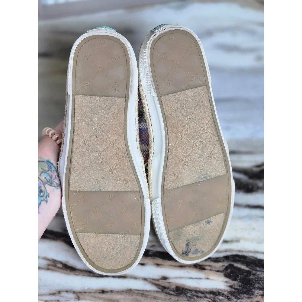 Jack‎ Rogers Tucker 8M Multi Color Striped Woven Espadrille Slip On Sneakers